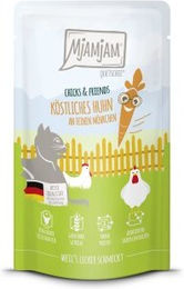 Produktbild von MjAMjAM Nassfutter Katze Adult Quetschie Chicks & Friends Huhn und Möhrchen Getreidefrei 12x125 g - 12 x 125 g