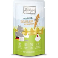 Produktbild von MjAMjAM Nassfutter Katze Adult Quetschie Chicks & Friends Huhn und Möhrchen Getreidefrei 12x125 g - 12 x 125 g