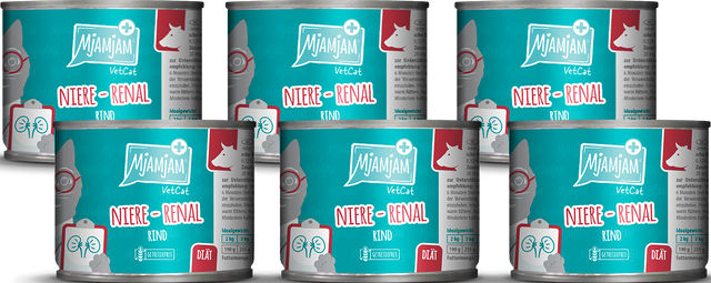 Produktbild von MjAMjAM Nassfutter Niere Renal Rind Diätfutter 6 x 200 g