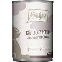 Produktbild von MjAMjAM Pferd mit gedämpftem Kürbis Stückchen in Soße für Pferde mit hohem Fleischanteil 6x400g