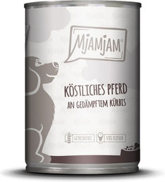 MjAMjAM Pferdefutter mit gedämpftem Kürbis getreidefrei und mit hohem Fleischanteil 6x400g – Bild 1 von 2