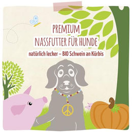 MjAMjAM Premium Hund Nassfutter Bio Schwein mit Kürbis Stückchen in Sauce getreidefrei Monoprotein 6er Pack 6 x 800g - 6 x 800 g – Bild 1 von 2