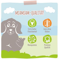 Produktbild von MjAMjAM Premium Hund Nassfutter Lamm mit Reis und Tomaten Stückchen in Sauce Glutenfrei 6 x 800 g - 6 x 800 g