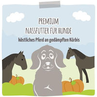 Produktbild von MjAMjAM Premium Hund Nassfutter Pferd mit Kürbis Stückchen in Sauce getreidefrei 6 x 400g - 6 x 400 g