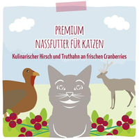 Produktbild von MjAMjAM Premium Katzen Nassfutter Creme Hirsch und Truthahn mit Cranberries 12er Pack 12 x 125 g getreidefrei mit hohem Fleischanteil - 12 x 125 g