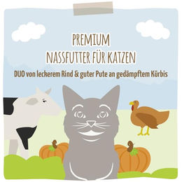 MjAMjAM Premium Katzen Nassfutter Creme Rind und Pute mit Kürbis getreidefrei monoprotein 12er Pack 12 x 125g - 12 x 125 g – Bild 1 von 2