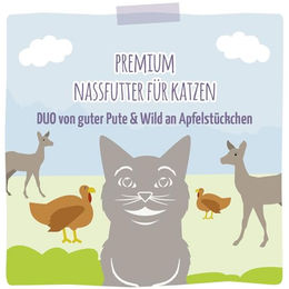 MjAMjAM Premium Katzen Nassfutter Duo Pute und Wild mit Apfelstückchen in Sauce getreidefrei glutenfrei 6 x 400g - 6 x 400 g – Bild 1 von 2