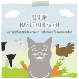 MjAMjAM Premium Katzen Nassfutter Mousse Kalb und Truthahn mit Möhrchen Getreidefrei 12er Pack 12 x 125 g - 12 x 125 g – Bild 1 von 2