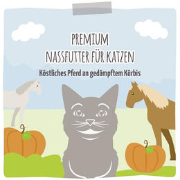 MjAMjAM Premium Katzen Nassfutter Quetschie Pferd mit gedämpftem Kürbis Getreidefrei mit hohem Fleischanteil 12 x 125 g - 12 x 125 g – Bild 1 von 2