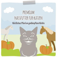 Produktbild von MjAMjAM Premium Katzen Nassfutter Quetschie Pferd mit gedämpftem Kürbis Getreidefrei mit hohem Fleischanteil 12 x 125 g - 12 x 125 g