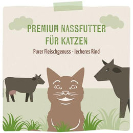 MjAMjAM Premium Katzen Nassfutter Rind getreidefrei monoprotein mit hohem Fleischanteil 6 x 200g - 6 x 200 g – Bild 1 von 2