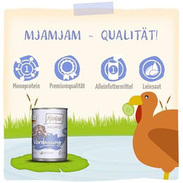 MjAMjAM Premium Nassfutter für Hunde Adult Pute Getreidefrei Monoprotein Verdauung 6 x 800 g - 800 g – Bild 1 von 4