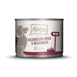MjAMjAM Premium Nassfutter für Hunde Hirsch und Wildschwein mit Preiselbeeren glutenfrei 6x200g - 6 x 200 g – Bild 1 von 2