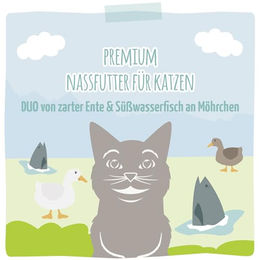 MjAMjAM Premium Nassfutter für Katzen Adult Ente und Süßwasserfisch mit Möhrchen getreidefrei 6 x 200 g - 200 g – Bild 1 von 4