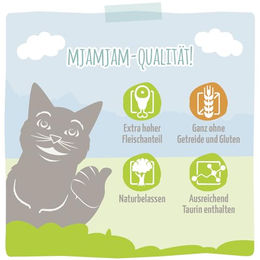MjAMjAM Premium Nassfutter für Katzen Ente und Süßwasserfisch mit Möhrchen getreidefrei 6 x 800g - 800 g – Bild 1 von 3