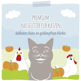 MjAMjAM Premium Nassfutter für Katzen Huhn mit gedämpftem Kürbis getreidefrei monoprotein 6 x 200g - 6 x 200 g – Bild 1 von 2