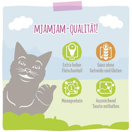 Produktbild von MjAMjAM Premium Nassfutter für Katzen Schwein Stückchen in Sauce Getreidefrei Monoprotein Hoher Fleischanteil 6 x 800 g - 6 x 800 g