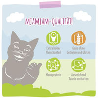 Produktbild von MjAMjAM Premium Nassfutter für Katzen Schwein Stückchen in Sauce Getreidefrei Monoprotein Hoher Fleischanteil 6 x 800 g - 6 x 800 g