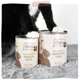 MjAMjAM Premium Nassfutter für Katzen Strauß getreidefrei monoprotein mit hohem Fleischanteil 6x800g Dose - 800 g – Bild 1 von 2