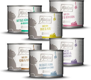 Produktbild von MjAMjAM Probierpaket Hund Nassfutter Mix 6 x 200 g Getreidefrei Sensitive Stückchen in Sauce