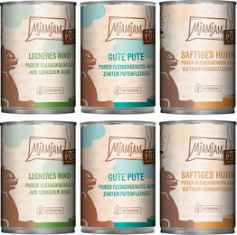 Produktbild von MjAMjAM Probierpaket Hundefutter Adult Mix aus Pute, Huhn und Rind Getreidefrei und Glutenfrei 6 x 400 g - 6 x 400 g