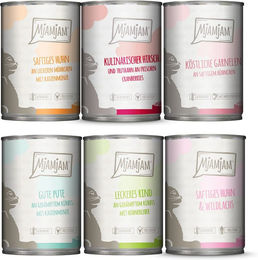 Produktbild von MjAMjAM Probierpaket Katzen Nassfutter Adult Mix aus 6 Sorten Stückchen in Sauce getreidefrei und glutenfrei 6 x 400 g - 6 x 400 g