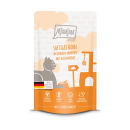 Produktbild von MjAMjAM Quetschie Hundefutter Huhn mit Möhrchen Stückchen in Sauce 48x125g