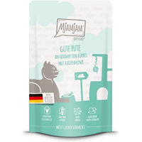 Produktbild von MjAMjAM Quetschie Katzenfutter Pute mit gedämpftem Kürbis 12x125g