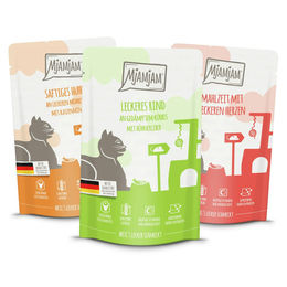 MjAMjAM Quetschie Katzennassfutter Mixpaket mit Huhn und Rind, 12 x 125 g - 12 x 125 g – Bild 1 von 3