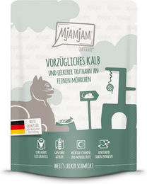 Produktbild von MjAMjAM Quetschie Mousse Kalb und Truthahn mit Möhrchen 24x300g - 24 x 300 g