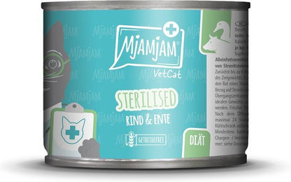 Produktbild von MjAMjAM VetCat Diät Sterilised Nassfutter Rind und Ente zur Gewichtskontrolle für Katzen 6x200g