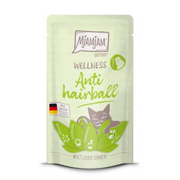 Produktbild von MjAMjAM Wellness Anti Hairball Malzpaste Huhn Nassfutter für Katzen 12x125g