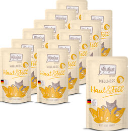 Produktbild von MjAMjAM Wellness Haut und Fell Katzen Nassfutter Huhn Getreidefrei Adult 12 x 125 g