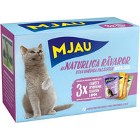 Produktbild von Mjau Cat Pouch Katzenfutter Mixpaket mit Huhn Rind Truthahn und Lamm in Gelee getreidefrei und ohne Zucker 12 x 85 g - 12 x 85 g