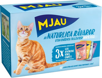 Produktbild von Mjau Katzen Nassfutter Mixpaket Fisch und Fleisch in Gelee getreidefrei und ohne Zucker 12 x 85 g - 12 x 85 g