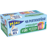Produktbild von Mjau Megabox Katzen Nassfutter Stückchen in Sauce Mix aus Rind, Huhn, Forelle und Lachs ohne Zucker 48 x 85 g - 48 x 85 g
