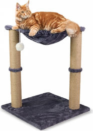 Mobiclinic Pets Kratzbaum Milo 2 in 1 Design mit Hängematte und Spielball Grau 40x40x50cm – Bild 1 von 5