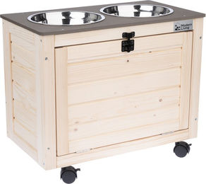 Produktbild von Modern Living Aufbewahrungsbox Inari mit Näpfen aus Holz in Natur und Grau L 53 x B 30 x H 43,5 cm