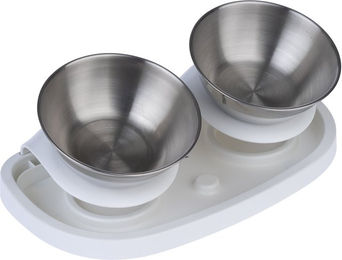 Produktbild von Modern Living Doppelnapf Houston Erhöhter Futternapf aus Edelstahl Weiß Silber 2 x 500 ml - 500 ml
