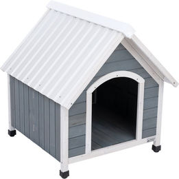 Modern Living Faltbare Hundehütte Kolding aus Holz für mittlere Hunde Grau Weiß Wasserabweisend L 85,7 x B 77,5 x H 86,5 cm – Bild 1 von 1