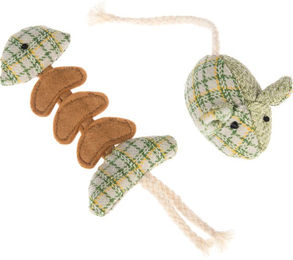 Produktbild von Modern Living Katzenspielzeug-Set Fischgräte mit Catnip aus Stoff 2er Set