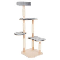 Produktbild von Modern Living Kratzbaum Cali für Katzen aus Holz mit rundem Kuschelbett und abnehmbaren Kissen in Grau und Natur, 156cm Höhe