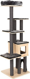 Modern Living Kratzbaum Chelsea aus Holz in Grau und Beige mit Häuschen und Bett Höhe 185 cm – Bild 1 von 9