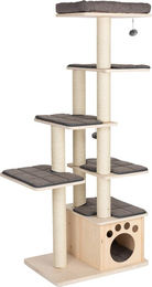 Modern Living Kratzbaum La Tour für Katzen aus Holz mit Häuschen und Kuschelbett in Natur/Braun 170cm – Bild 1 von 3