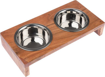 Produktbild von Modern Living Napfbar Nellore aus Holz mit 2x 400 ml Näpfen Ø 13 cm - 2 x 400 ml