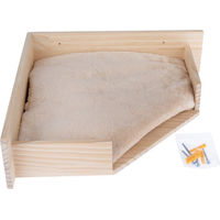 Produktbild von Modern Living Wandliegebett Serra Katzenbett zur Wandmontage aus Holz in Natur/Beige mit Liegekissen 44x44x12 cm