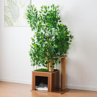 Produktbild von MODFU Katzenkratzbaum Kletterbaum mit drei Plattformen, Katzenbett und Verstecklöchern in Grün