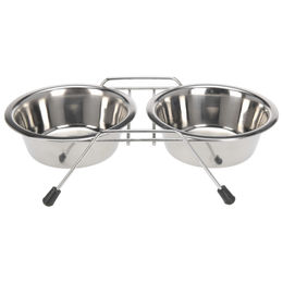 Mojawo Edelstahl Futternapf für Hunde und Katzen höhenverstellbar 2er Set Ø 10cm - 2 x 210 ml – Bild 1 von 2