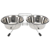 Produktbild von Mojawo Edelstahl Futternapf für Hunde und Katzen höhenverstellbar 2er Set Ø 10cm - 2 x 210 ml