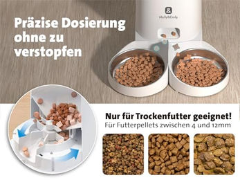 Molly & Cody Lucky Futterautomat für Katzen und Hunde mit 4L Behälter und 2 Schüsseln Weiß - 4 l – Bild 1 von 10